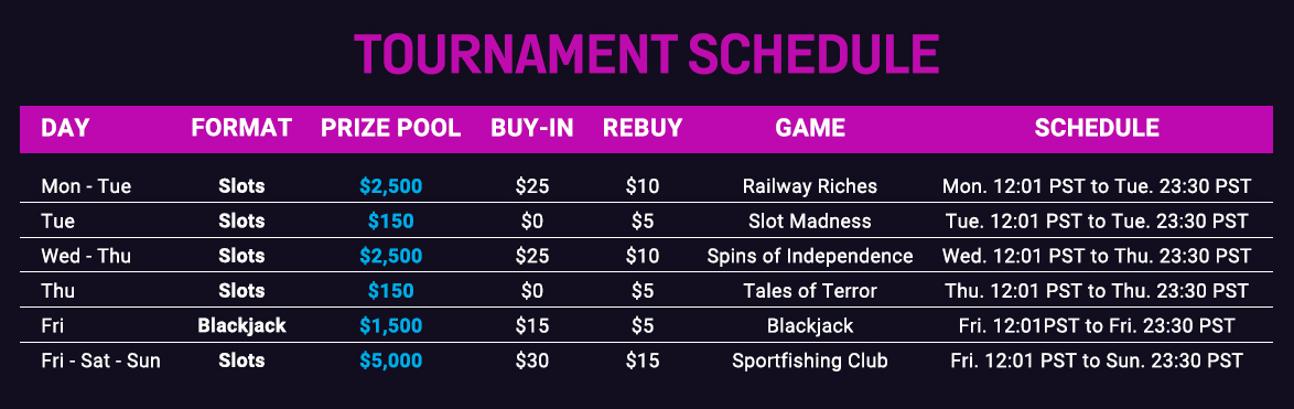 Tournament Schedule Casino